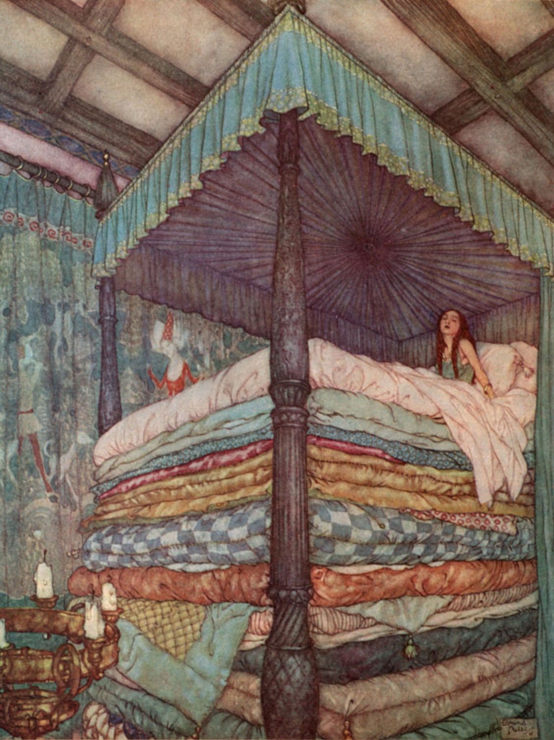 The Princess and Pea, illustration by Edmund Dulac (1911)